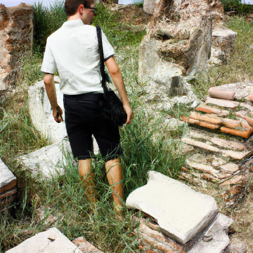 Architect exploring ancient Roman ruins