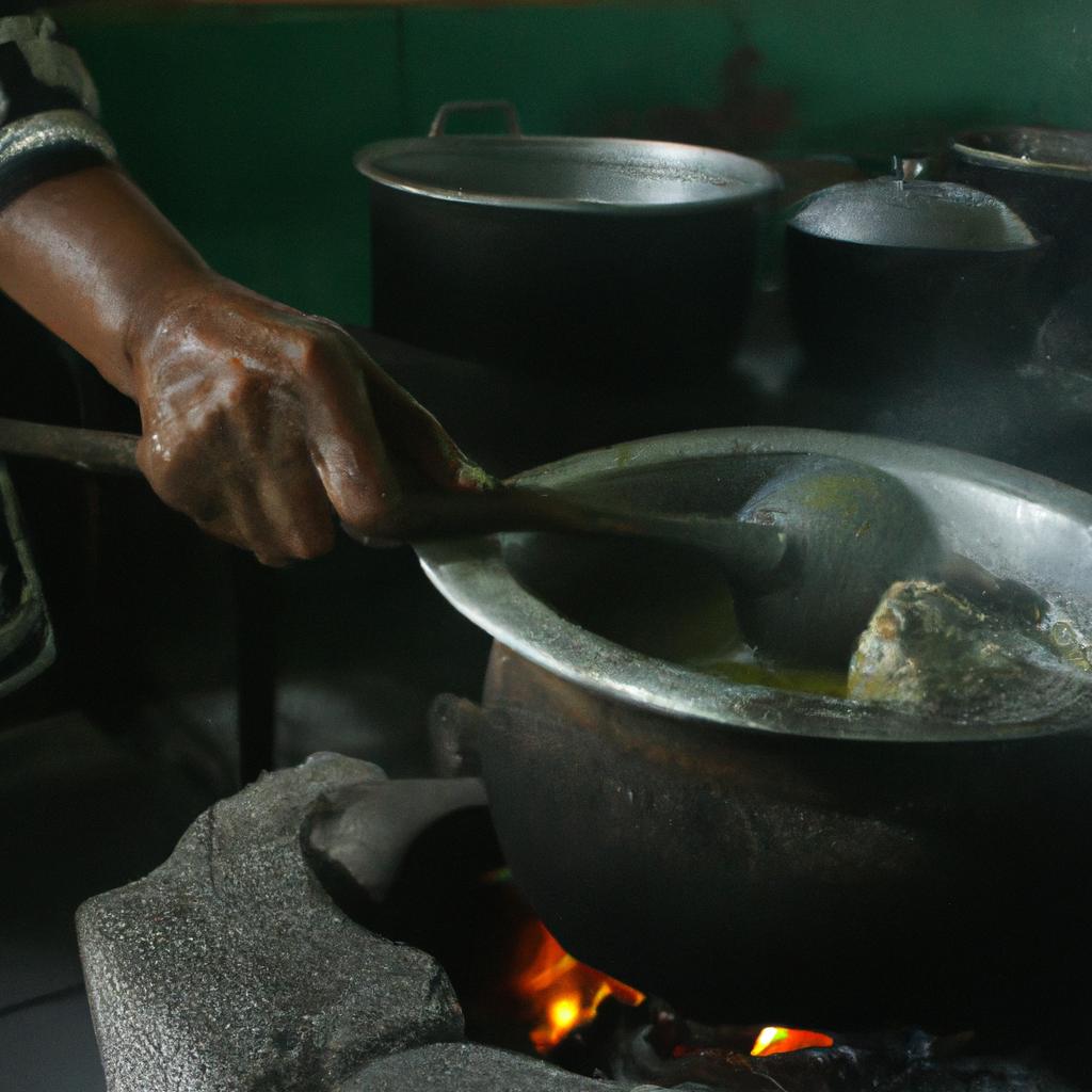 Person cooking traditional local dishes