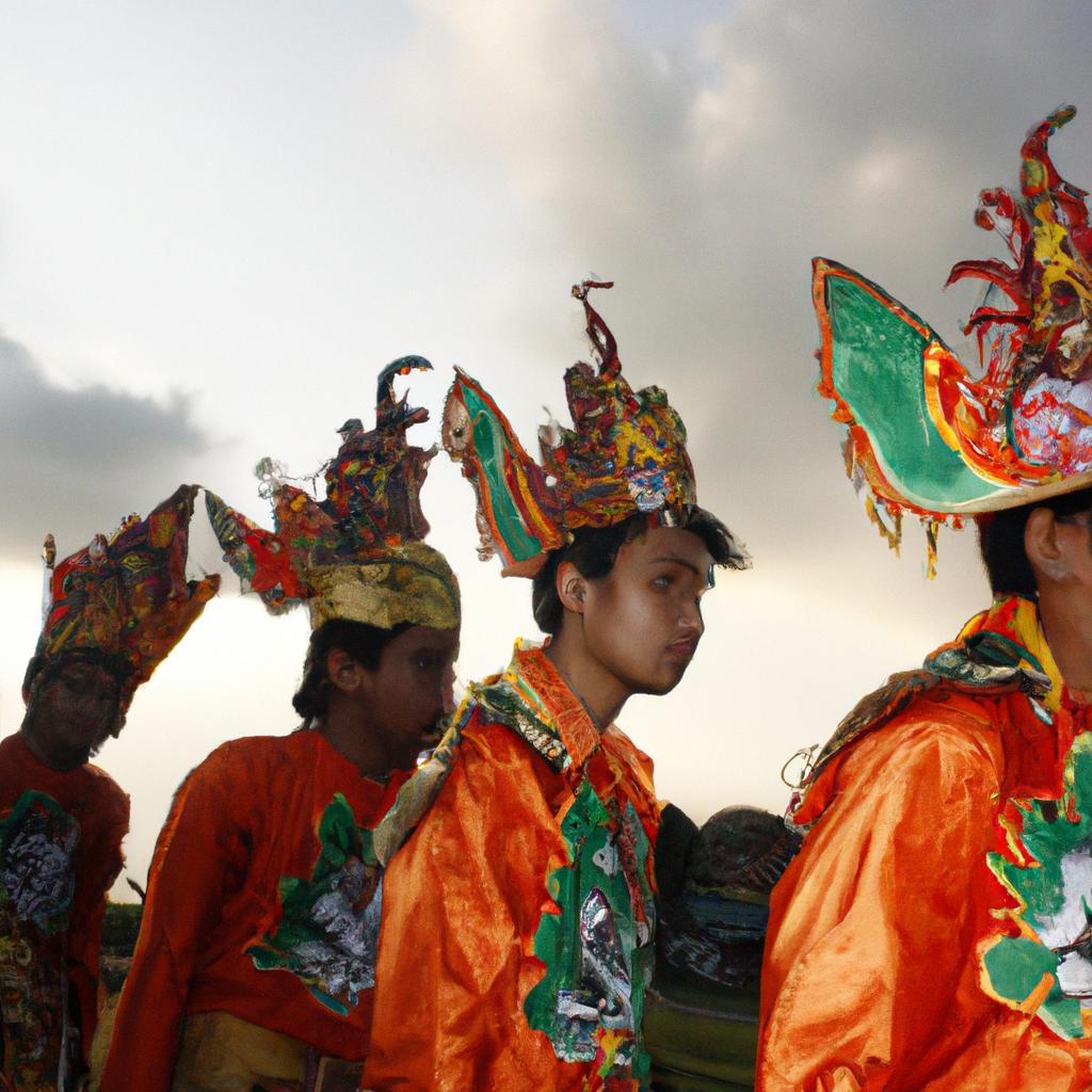 Person participating in traditional festival